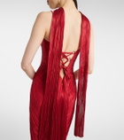Maria Lucia Hohan Pleated scarf-detail silk bustier gown