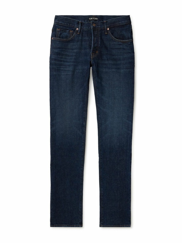 Photo: TOM FORD - Slim-Fit Straight-Leg Selvedge Jeans - Blue