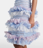 Susan Fang Printed smocked ruffled minidress