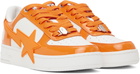 BAPE White & Orange BAPE STA OS #3 Sneakers