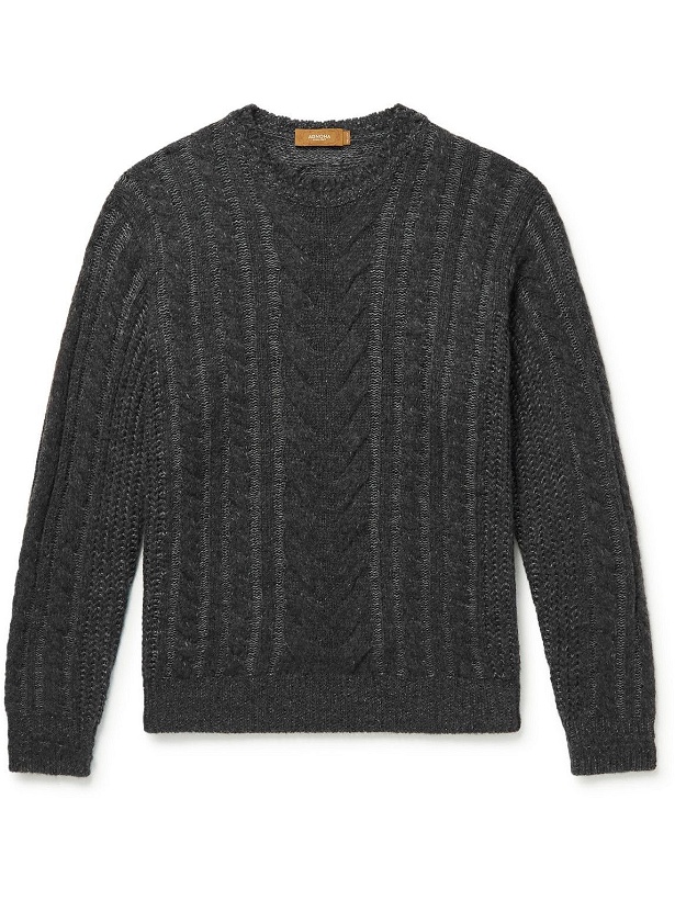 Photo: Agnona - Cable-Knit Cashmere and Silk-Blend Sweater - Gray