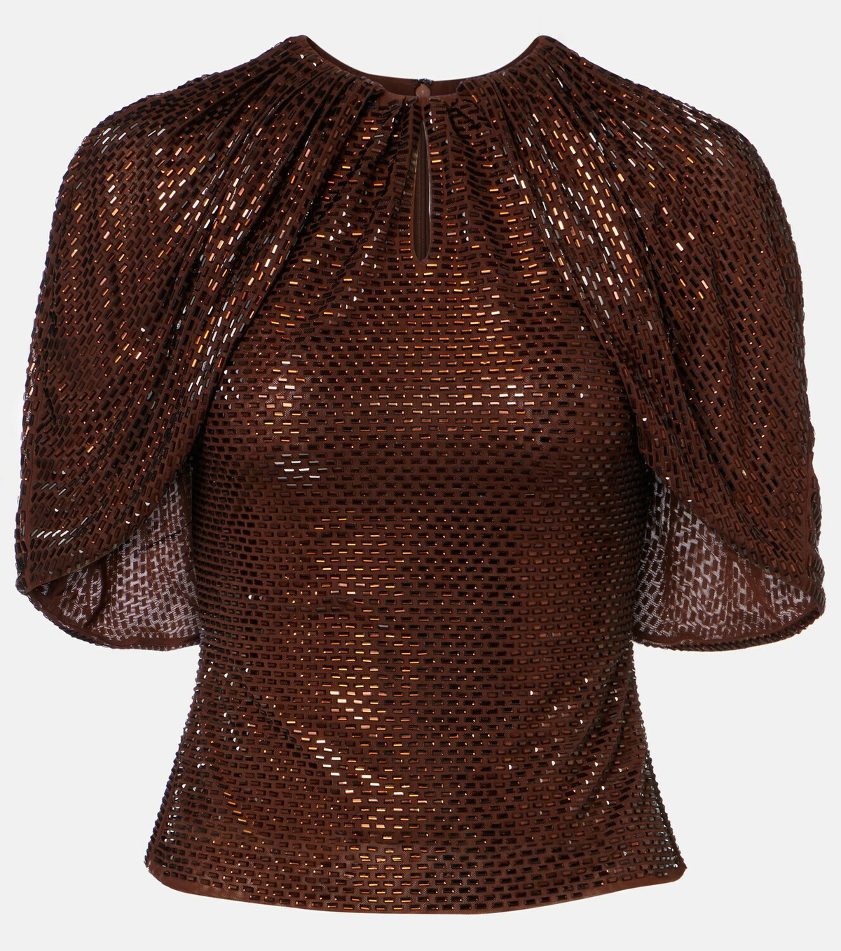 Self-Portrait Embellished mesh top
