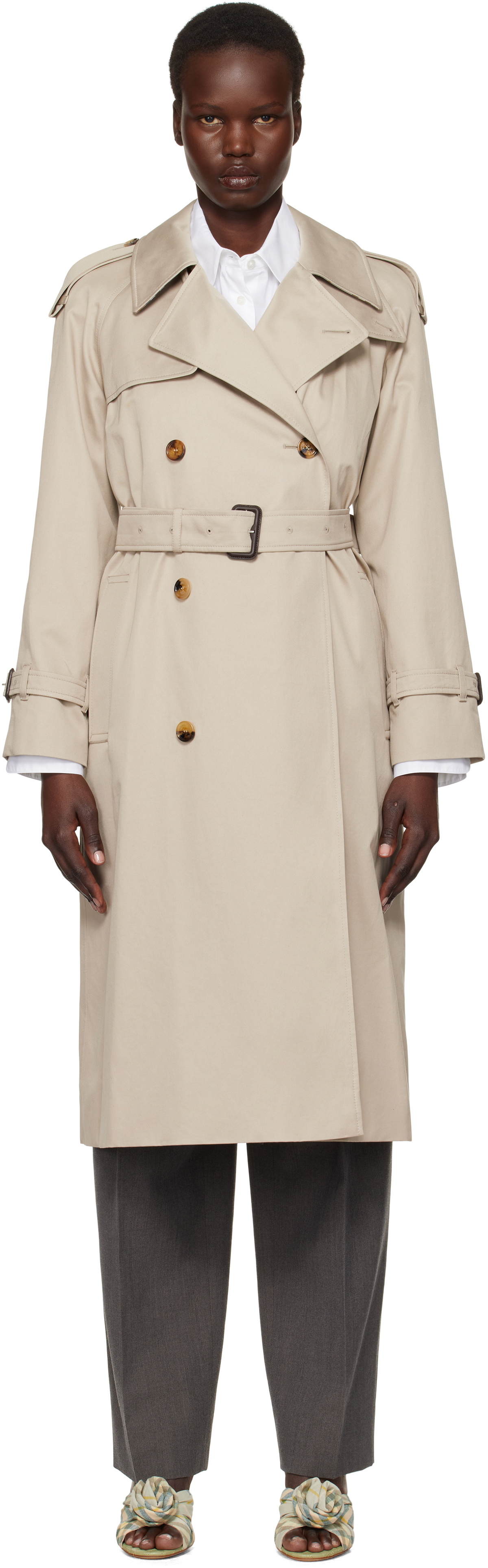 Burberry Beige Long Castleford Trench Coat Burberry