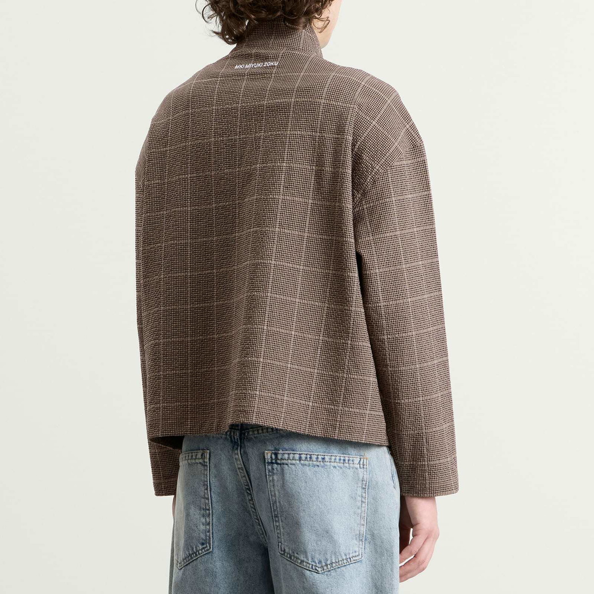 MKI Men's Seersucker Check Track Jacket in Brown