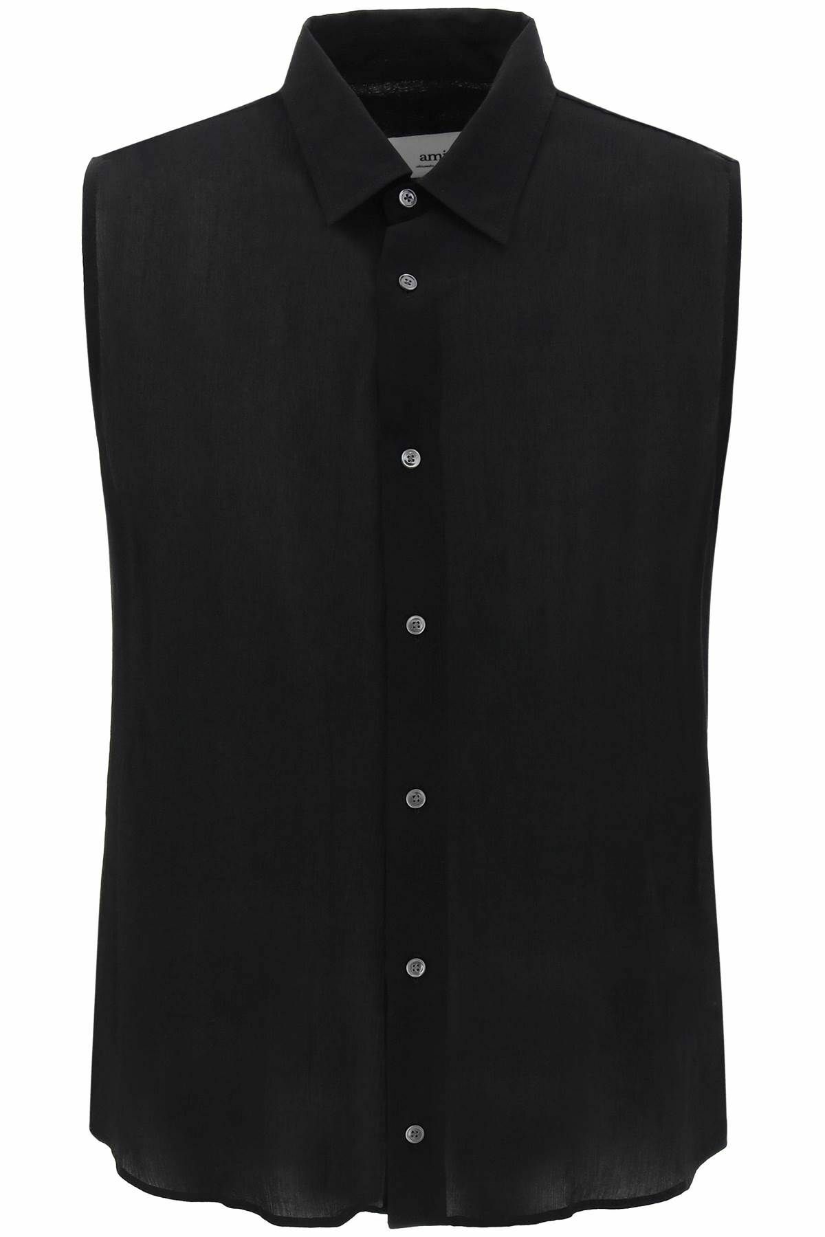 AMI ALEXANDRE MATIUSSI textured voile sleeveless shirt Black