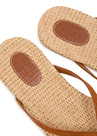 Staud Freja Thong Raffia and Suede Sandals Brown