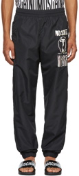 Moschino Black Warped Glitch Logo Track Pants