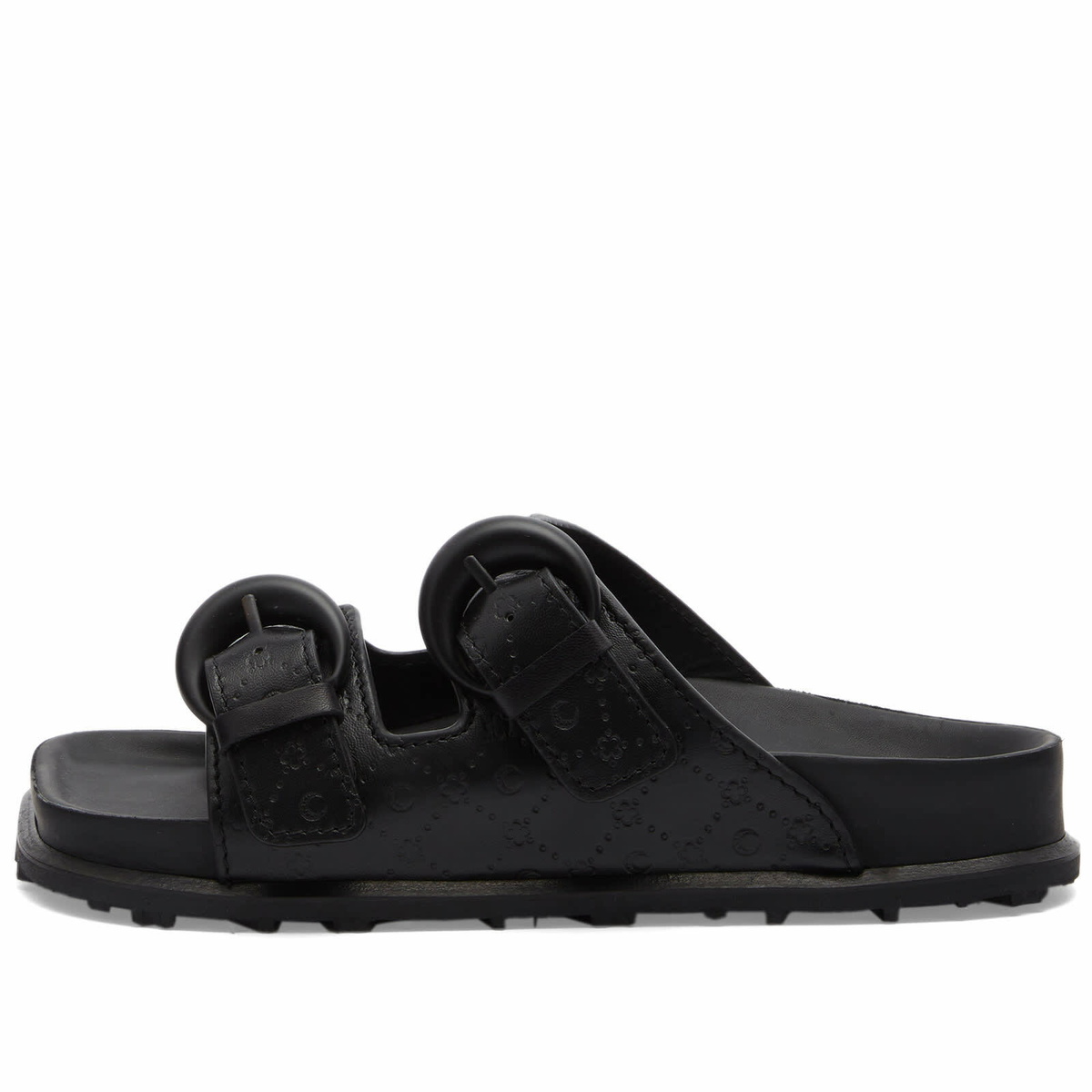 Marine Serre｜SANDALS (WFW015 RLEA0010 BK99) Marine Serre Women's Embossed Leather Sandals in Black