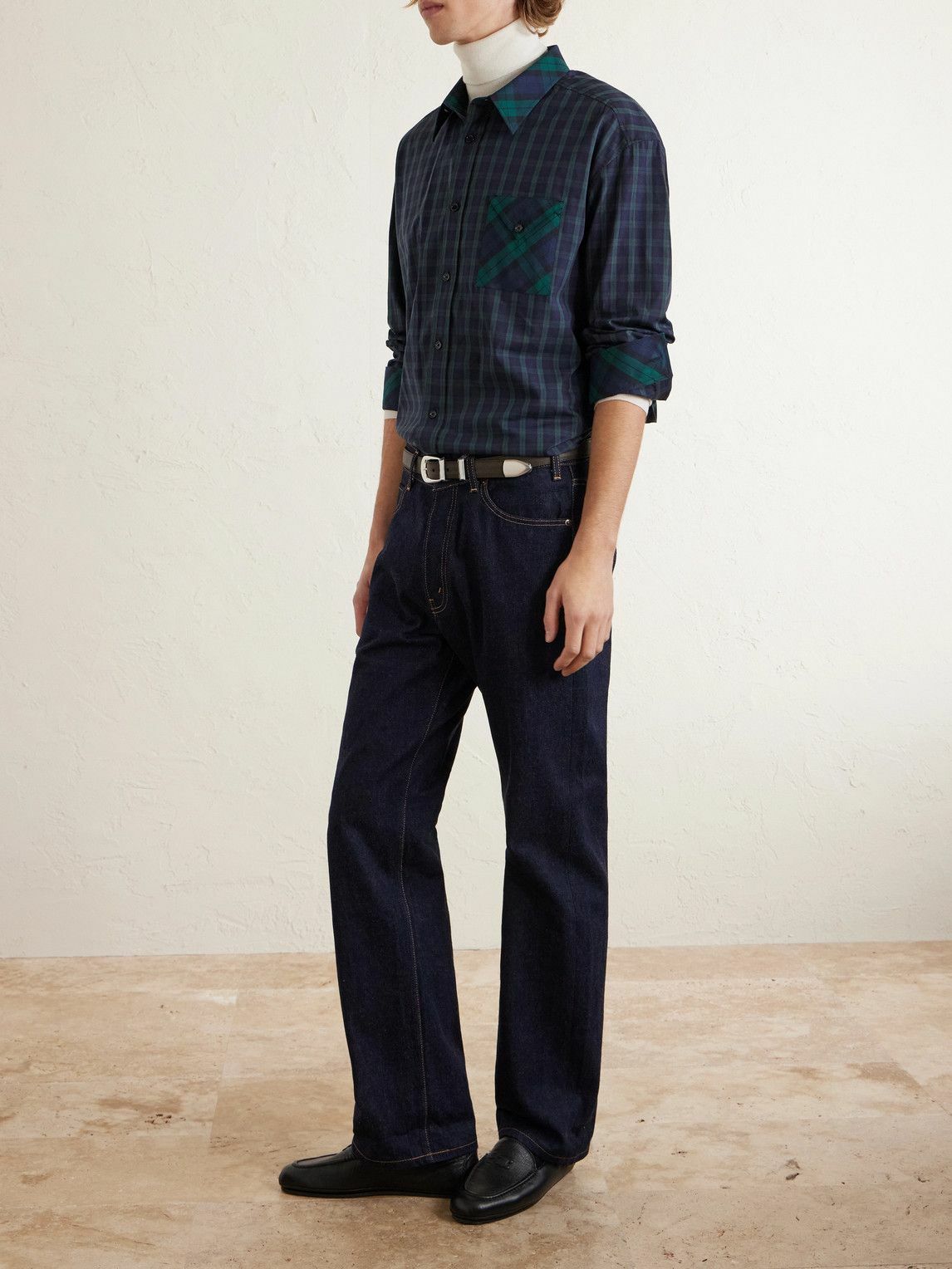 CELINE - Checked Cotton Shirt - Blue