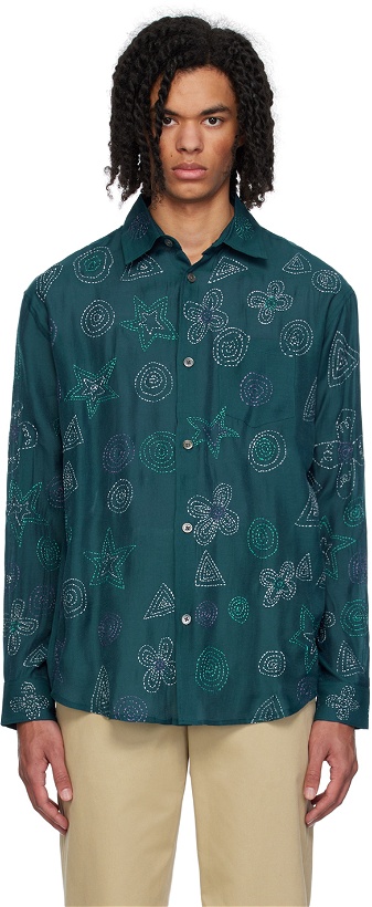 Photo: Glass Cypress Green Embroidered Shirt