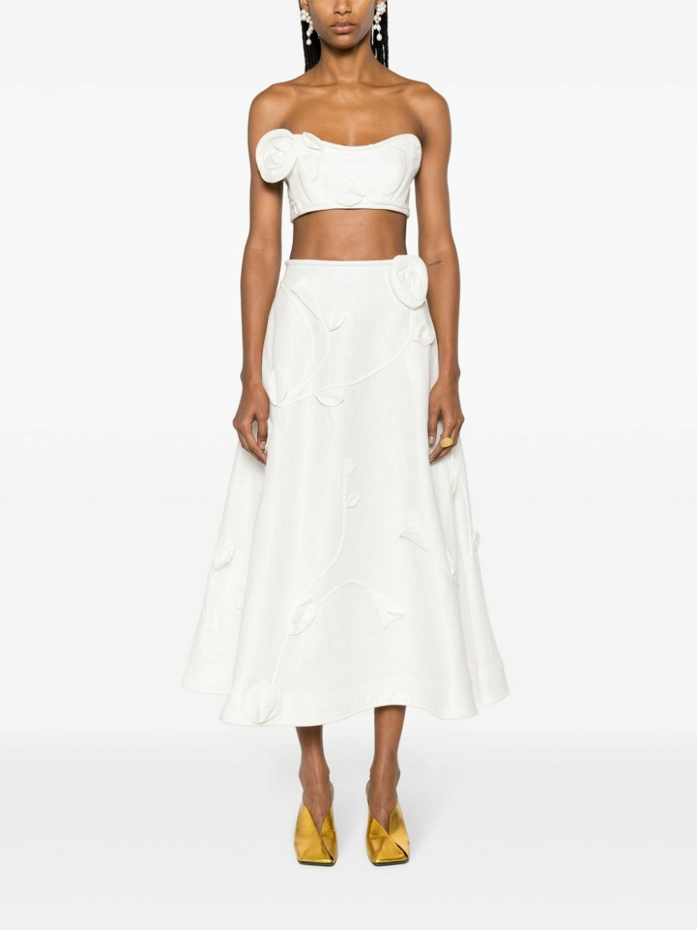 ZIMMERMANN White Matchmaker Rose-Appliqué Crop Top