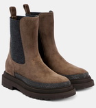 Brunello Cucinelli Monili-embellished suede Chelsea boots