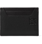 LOEWE - Logo-Debossed Smooth and Full-Grain Leather Cardholder - Black