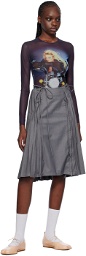 Nodress Grey Pleated Midi Skirt