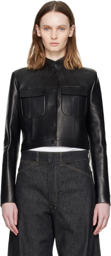 Photo: TOM FORD Black Bonded Nappa Leather Officer Jacket