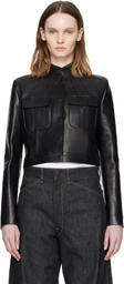 TOM FORD Black Bonded Nappa Leather Officer Jacket