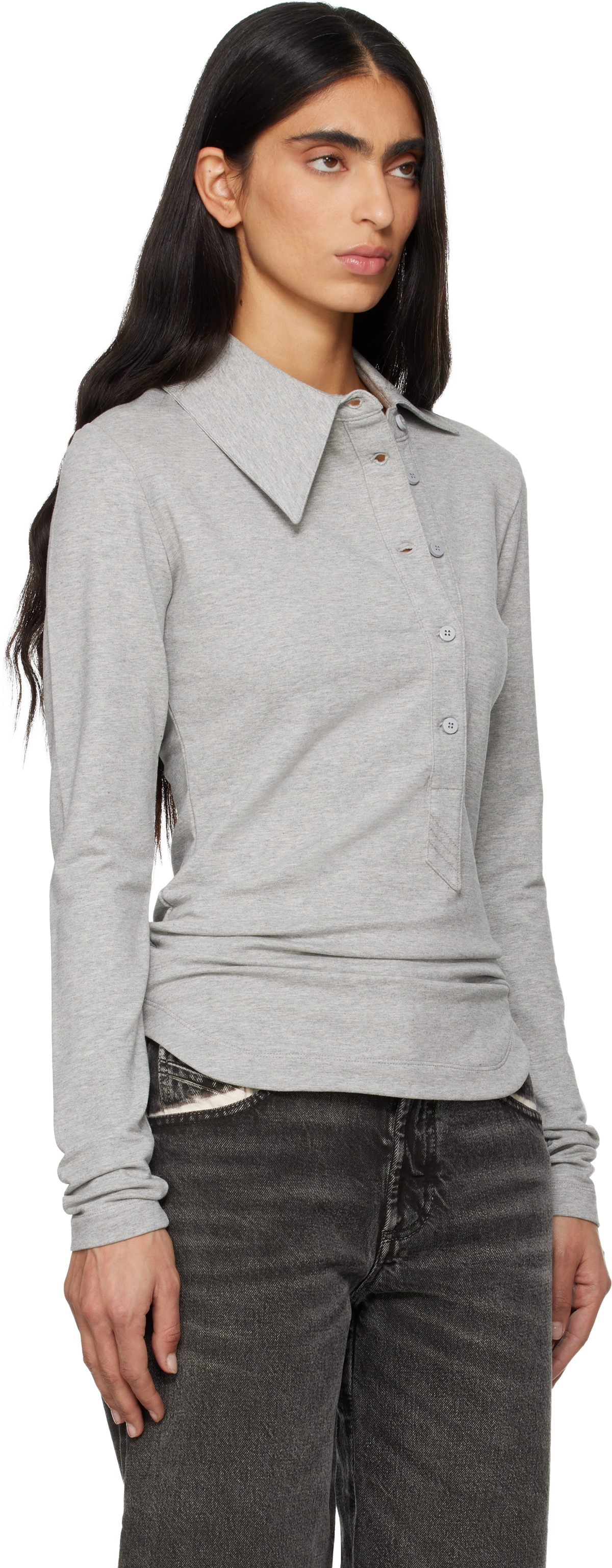 The Attico Grey Light American Fleece Polo