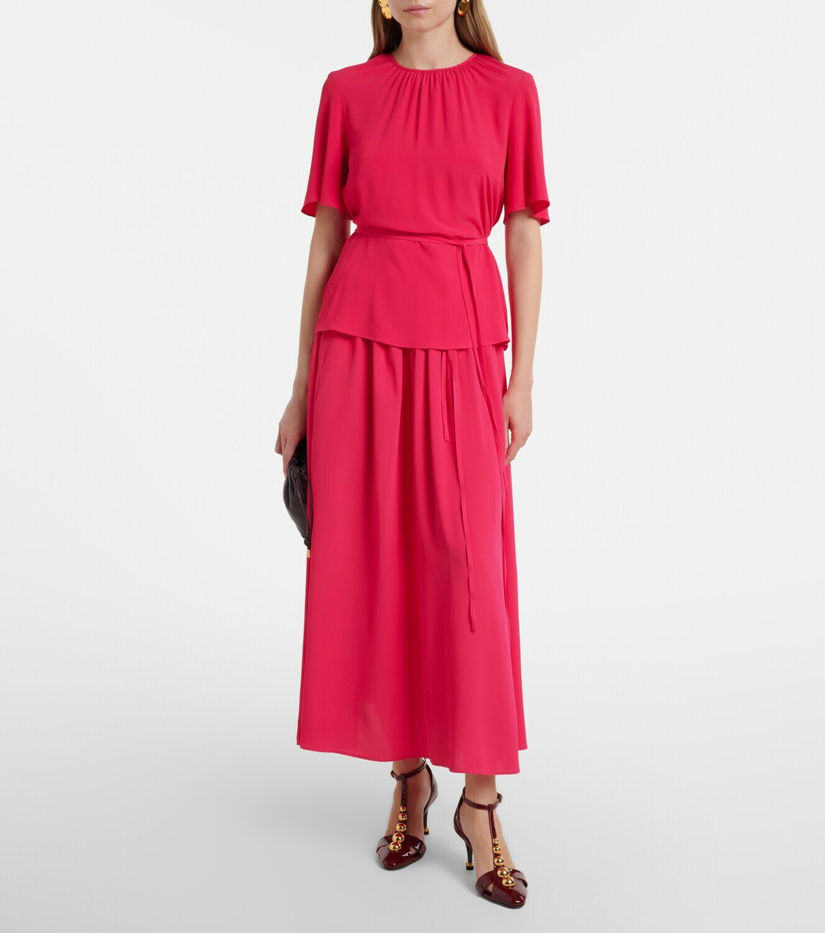 Joseph Libby belted crêpe blouse