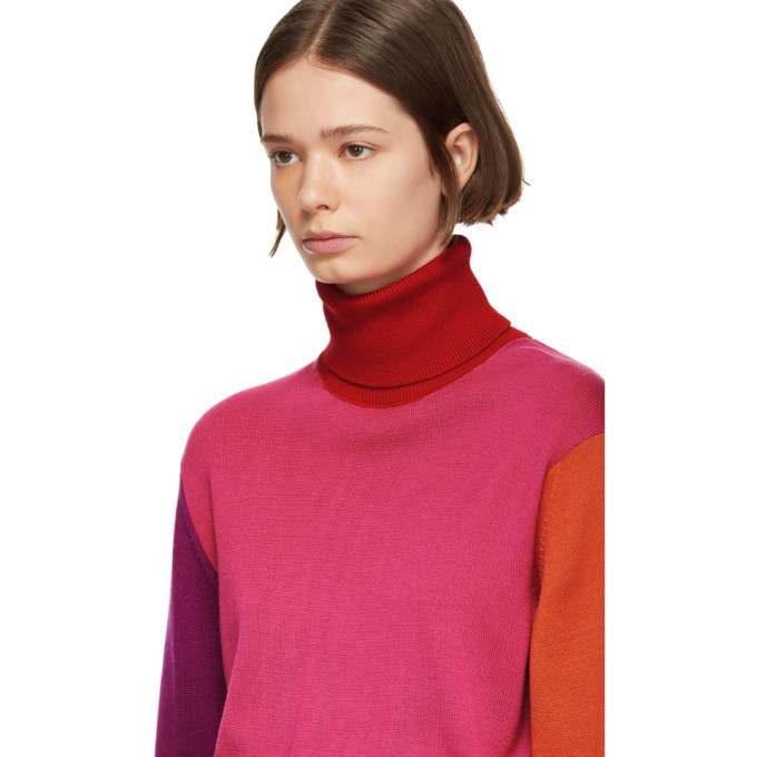 Facetasm Pink Wool Colorblocked Turtleneck