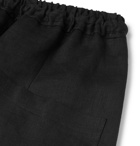 Isabel Benenato - Black Tapered Linen Drawstring Trousers - Men - Black