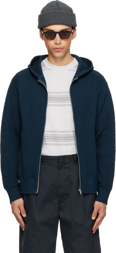 Photo: nanamica Navy Zip-Up Thermal Hoodie