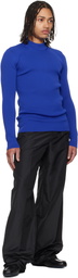 Jil Sander Blue Long Sleeve Mockneck Sweater