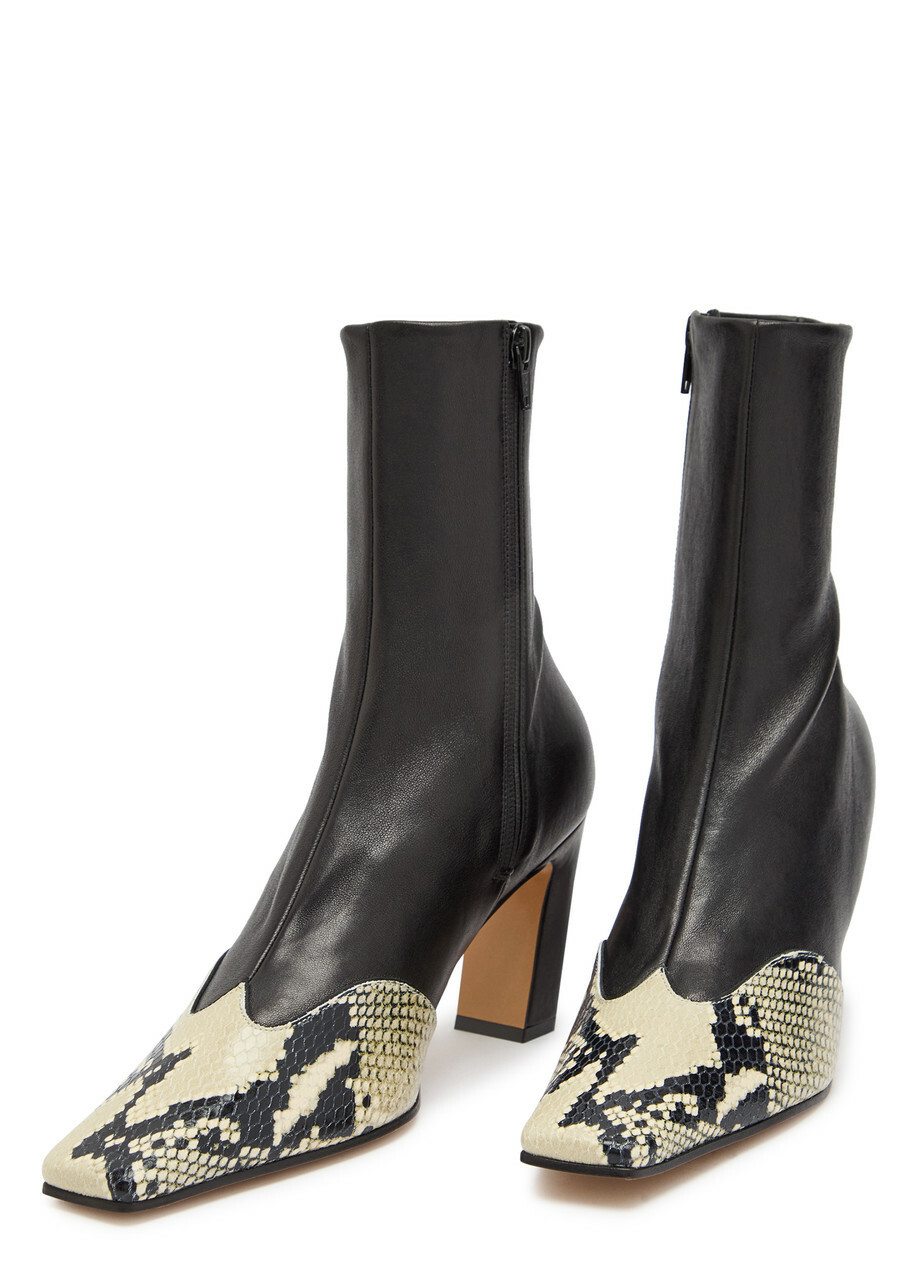 Khaite Nevada 85 Python-effect Leather Ankle Boots Black