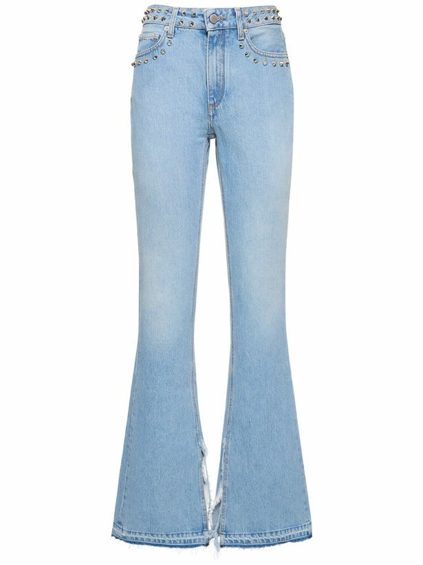 Photo: ALESSANDRA RICH - Mid Rise Studded Denim Flared Jeans