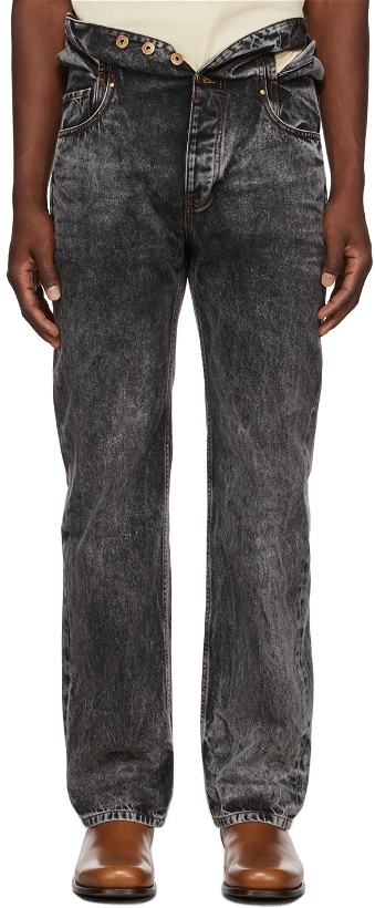 Photo: Y/Project Black Acid Wash Knotted Waist Jeans