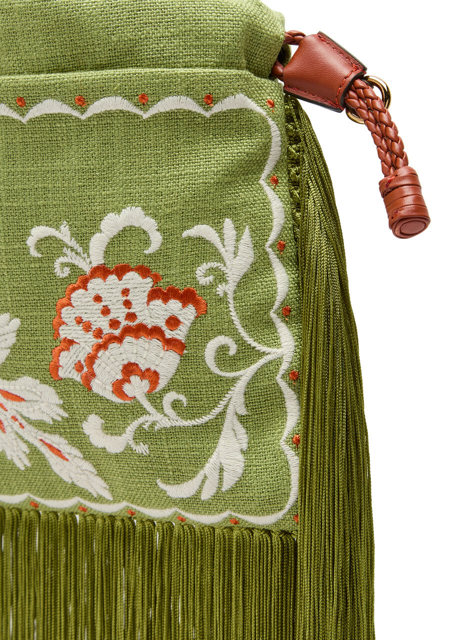 Etro Kalispera Small Embroidered Linen Shoulder bag - Green - One Size