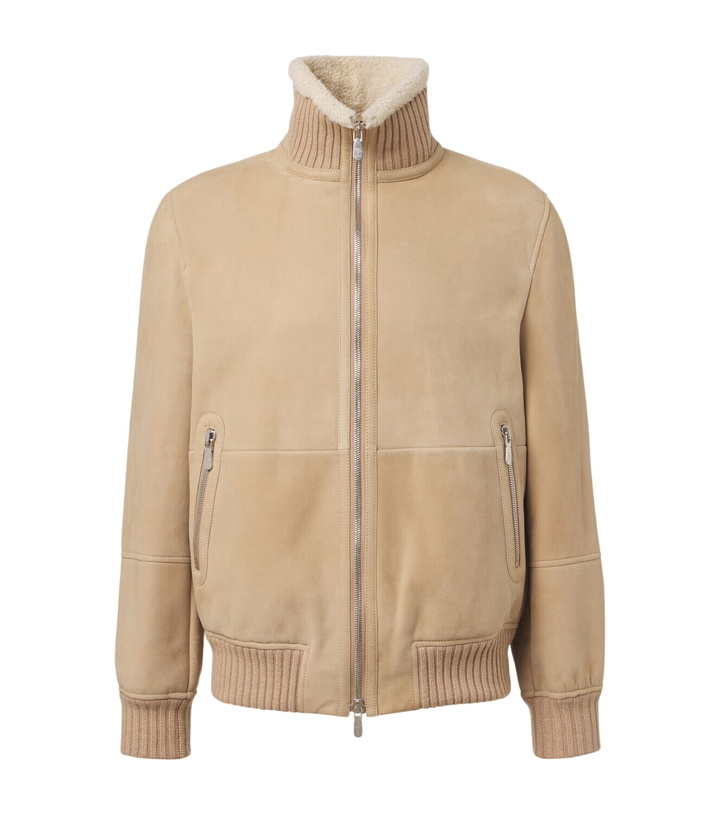 Photo: Brunello Cucinelli Shearling-lined suede bomber jacket