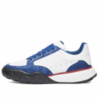 Alexander McQueen Men's Court Sneakers in White/Blue/Black