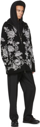Valentino Black Knit Dark Blooming Zip-Up Sweater