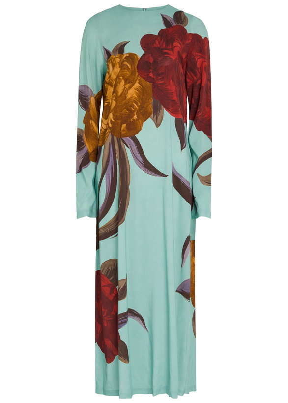Photo: LA Double J Floral-print Stretch-jersey Midi Dress Blue
