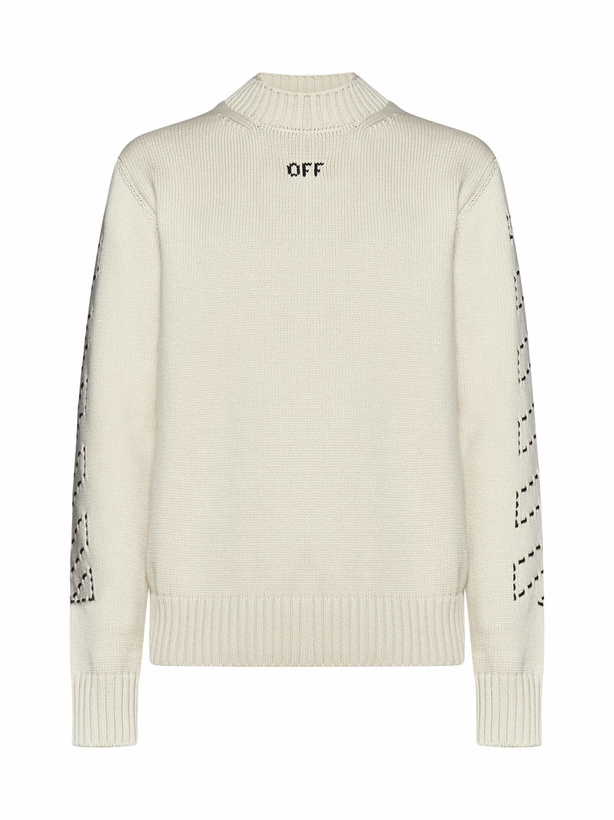 Photo: Off-White Diagonal Arrow Sweater With Logo