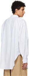 Hed Mayner White & Blue Stripes Shirt