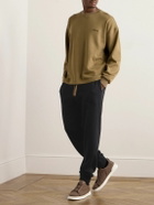 Zegna - Tapered Logo-Embroidered Cotton-Blend Jersey Sweatpants - Black