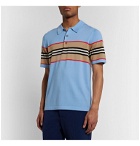 Burberry - Striped Merino Wool Polo Shirt - Blue