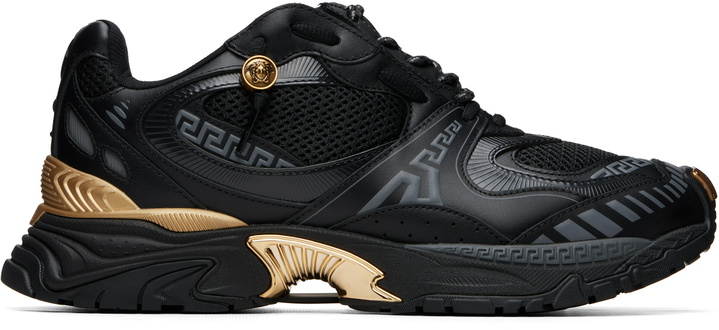 Photo: Versace Black & Gold Icaro Leather Sneakers
