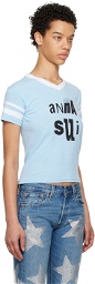 Anna Sui Blue Football T-Shirt