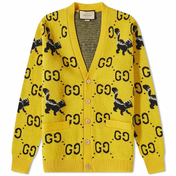 Photo: Gucci Men's GG Skunk Cardigan in Yellow