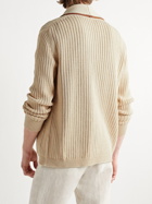 Giuliva Heritage - Clemente Shawl-Collar Ribbed Cotton Cardigan - Neutrals