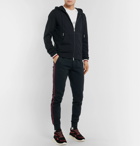Moncler - Maglia Striped Loopback Cotton-Jersey Zip-Up Hoodie - Men - Navy