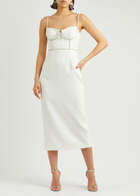 Self-portrait Crystal-embellished bow Midi Dress White