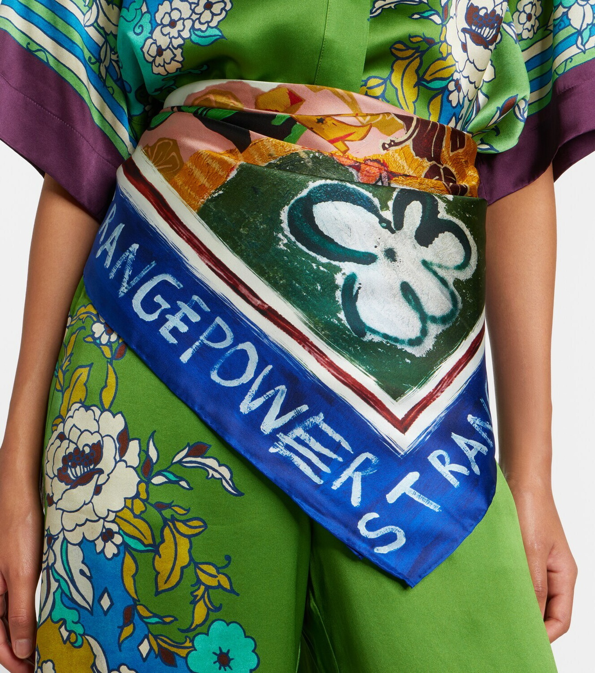 Alémais x MLAK Tangible Love printed silk twill scarf