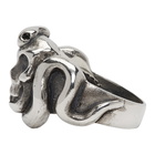 Luka Sabbat x Monini Silver and Black Diamond Skull Serpent Ring