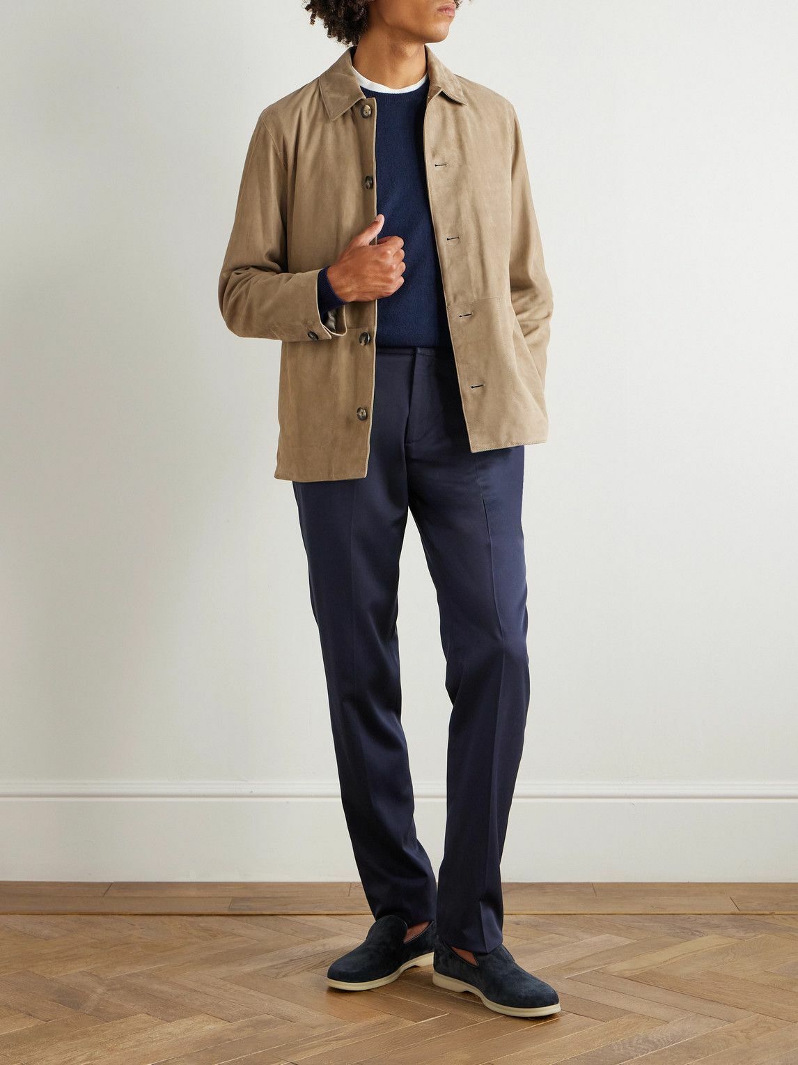 Rubinacci - Leisure Straight-Leg Pleated Silk-Twill Trousers - Blue