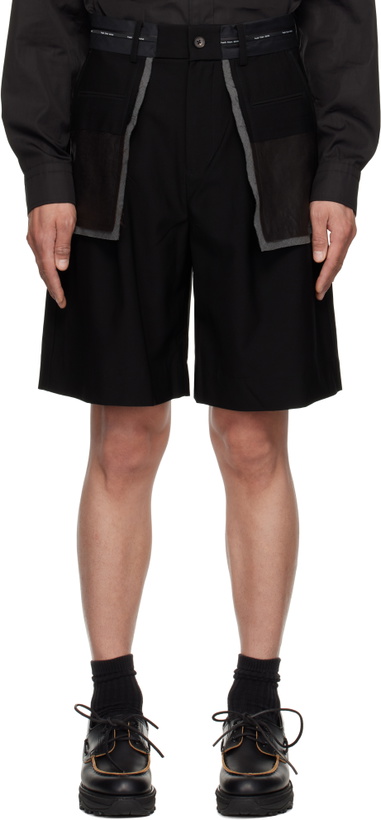 Photo: Feng Chen Wang Black Deconstructed Patchwork Shorts