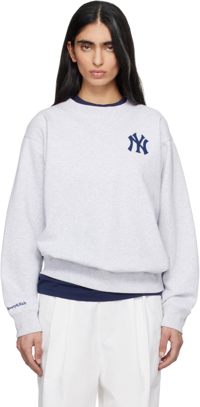 Photo: Sporty & Rich Gray '47 Edition Heritage Yankees Serif Sweatshirt