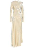 Rabanne Embellished Velour Gown Beige